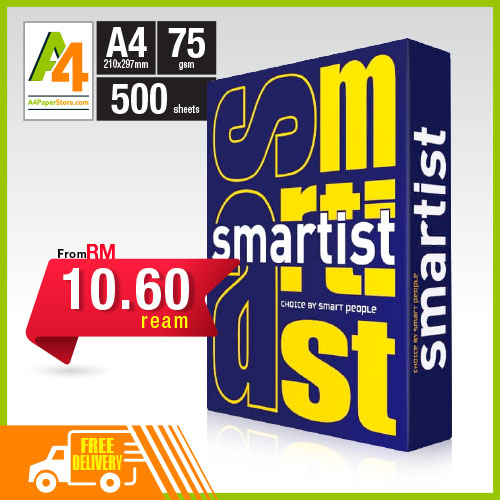 Smartist A4 Copier Paper 75gsm 500 Sheets (RM10.60 - RM11.00/Ream)